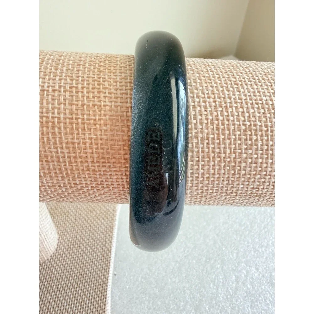 AMEDEO NYC Black Shimmer Clear Resin Chunky Bangle Bracelet  An authentic AMEDEO